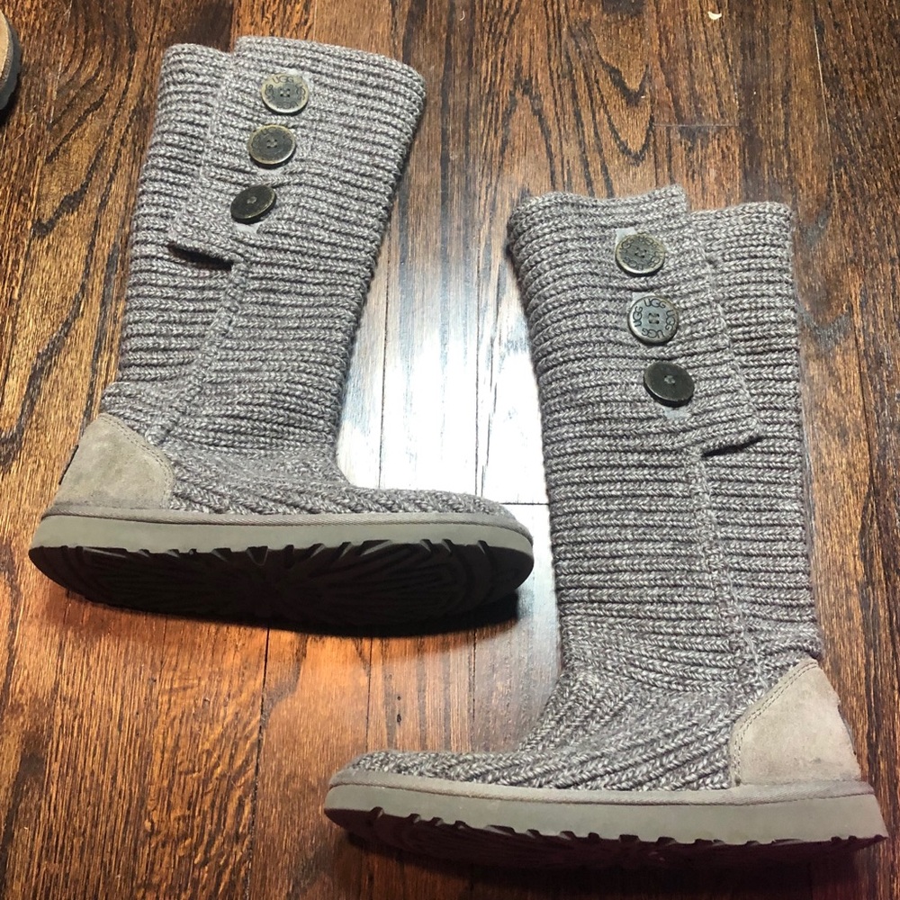 UGG Cardy Grey Knit Boots #38